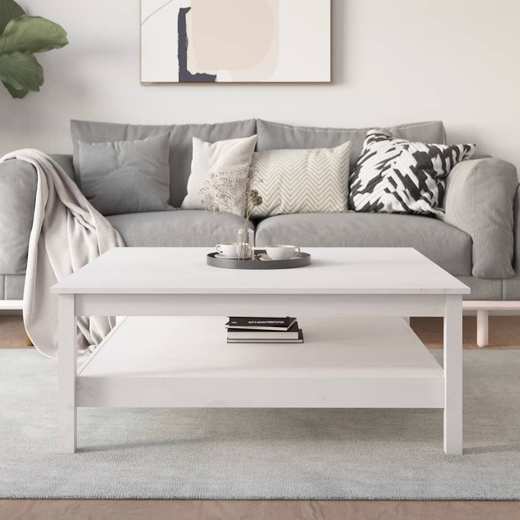Salontafel Massief Grenenhout 100 x 100 x 40 cm Wit