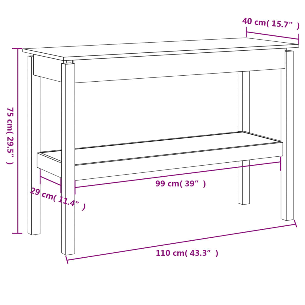 Wandtafel 110X40X75 Cm Massief Grenenhout