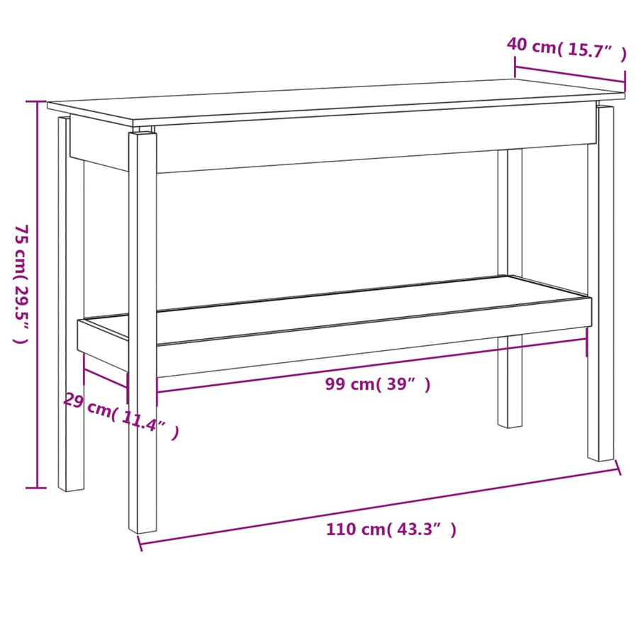 Wandtafel 110X40X75 Cm Massief Grenenhout Wit