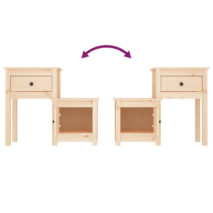 Nachtkastje 79,5X38X65,5 Cm Massief Grenenhout