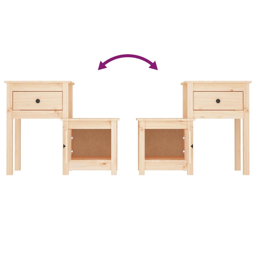 Nachtkastjes 2 St 79,5X38X65,5 Cm Massief Grenenhout
