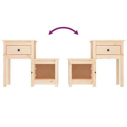 Nachtkastjes 2 St 79,5X38X65,5 Cm Massief Grenenhout