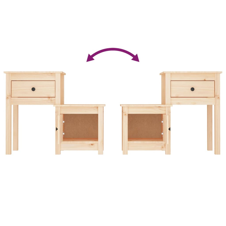 Nachtkastjes 2 St 79,5X38X65,5 Cm Massief Grenenhout