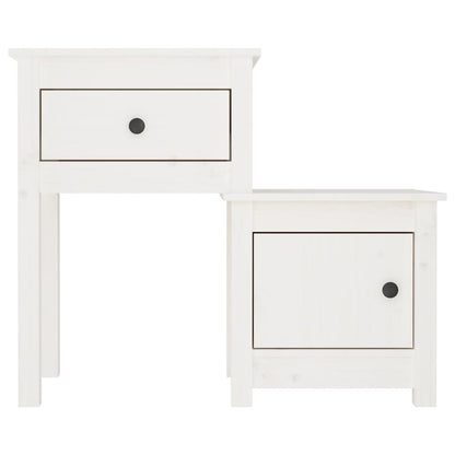 Nachtkastje 79,5X38X65,5 Cm Massief Grenenhout Wit