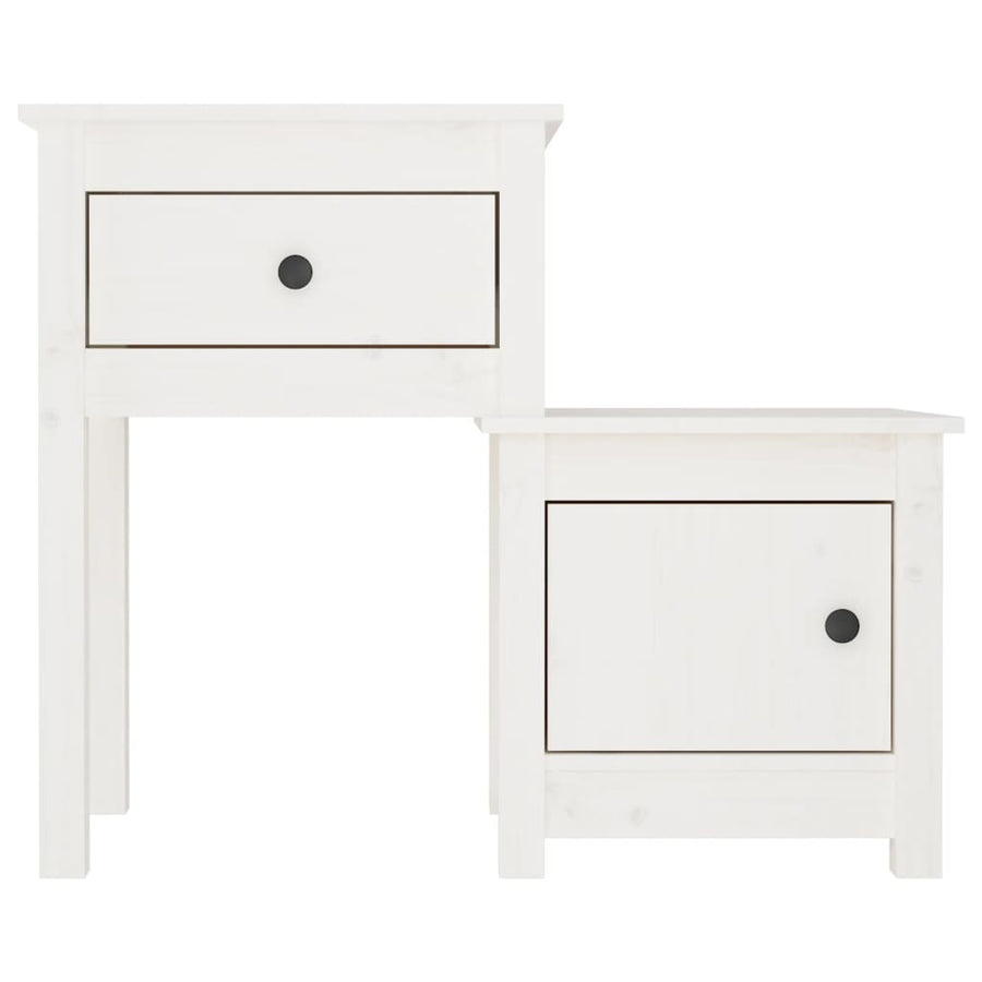 Nachtkastje 79,5X38X65,5 Cm Massief Grenenhout Wit
