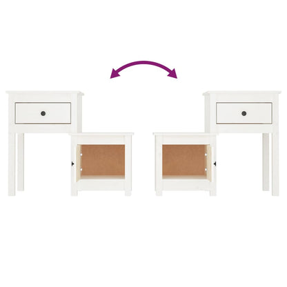 Nachtkastje 79,5X38X65,5 Cm Massief Grenenhout Wit