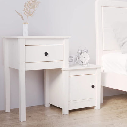 Nachtkastje 79,5X38X65,5 Cm Massief Grenenhout Wit