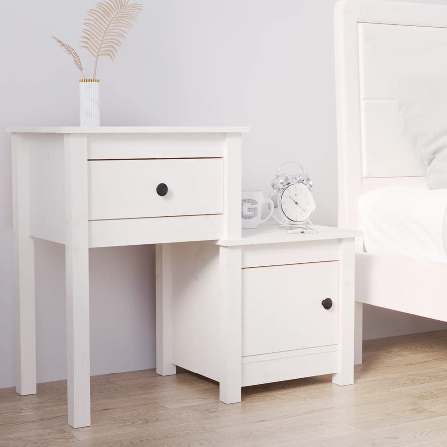 Nachtkastje 79,5X38X65,5 Cm Massief Grenenhout Wit