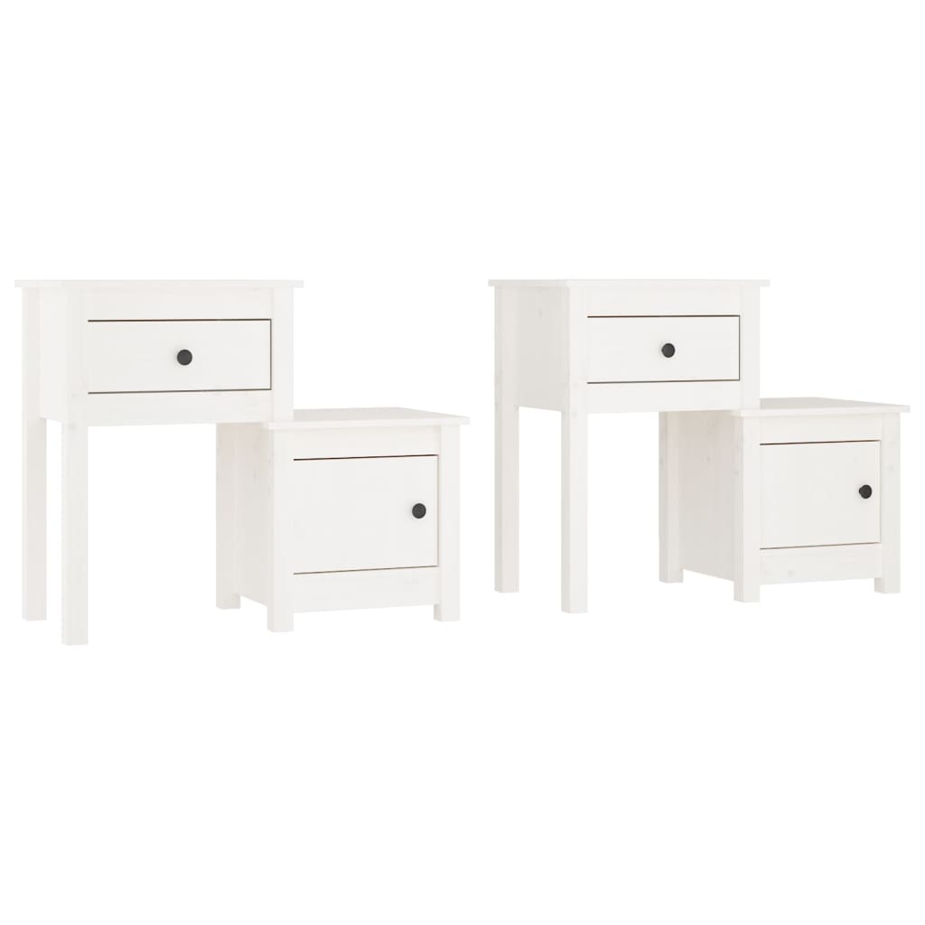 Nachtkastjes 2 St 79,5X38X65,5 Cm Massief Grenenhout Wit