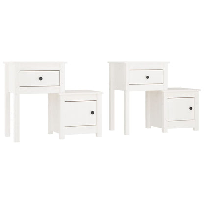 Nachtkastjes 2 St 79,5X38X65,5 Cm Massief Grenenhout Wit
