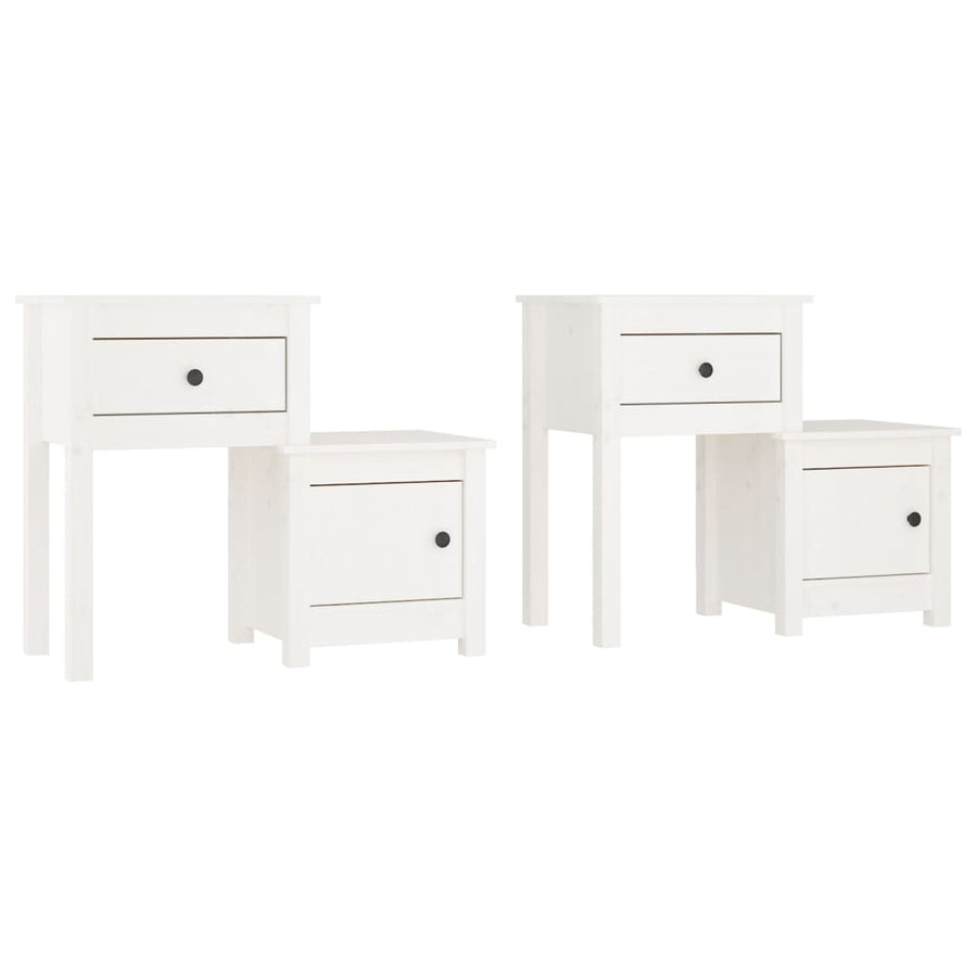 Nachtkastjes 2 St 79,5X38X65,5 Cm Massief Grenenhout Wit