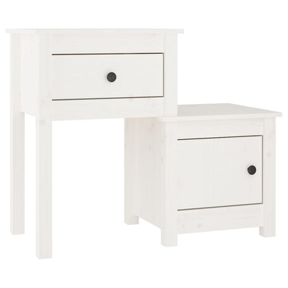 Nachtkastjes 2 St 79,5X38X65,5 Cm Massief Grenenhout Wit