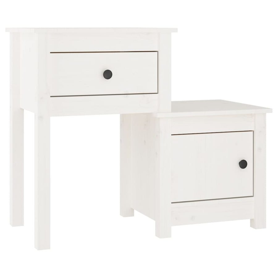 Nachtkastjes 2 St 79,5X38X65,5 Cm Massief Grenenhout Wit
