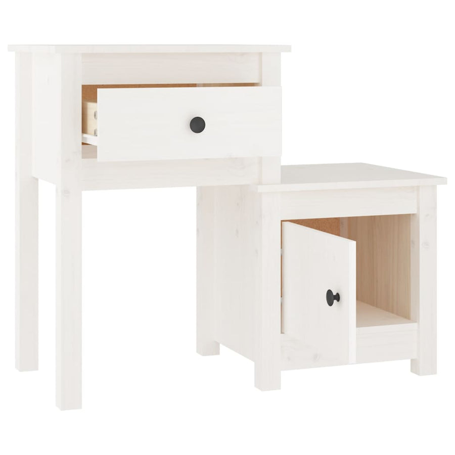 Nachtkastjes 2 St 79,5X38X65,5 Cm Massief Grenenhout Wit