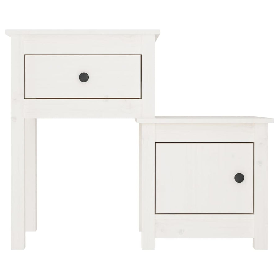 Nachtkastjes 2 St 79,5X38X65,5 Cm Massief Grenenhout Wit