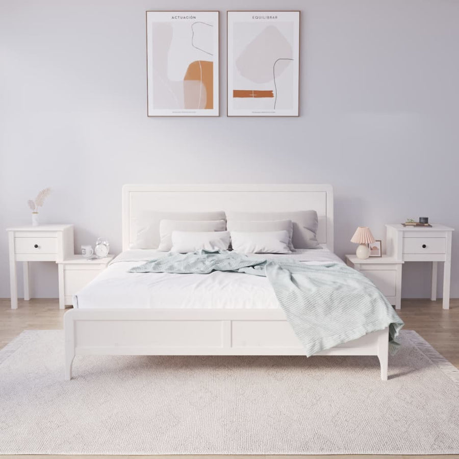 Nachtkastjes 2 St 79,5X38X65,5 Cm Massief Grenenhout Wit