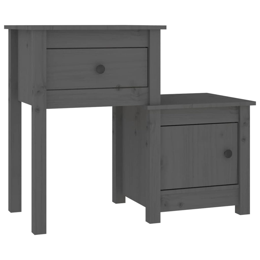 Nachtkastje 79,5X38X65,5 Cm Massief Grenenhout Grijs