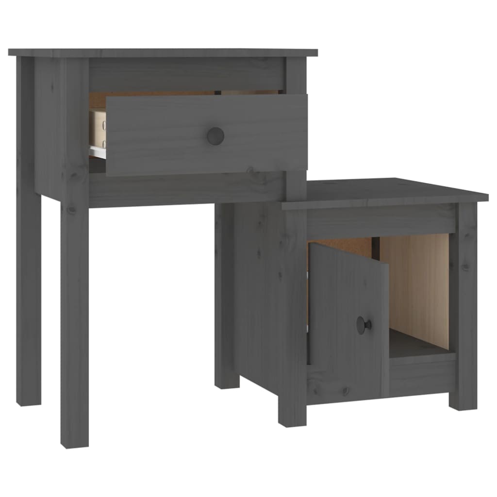 Nachtkastje 79,5X38X65,5 Cm Massief Grenenhout Grijs
