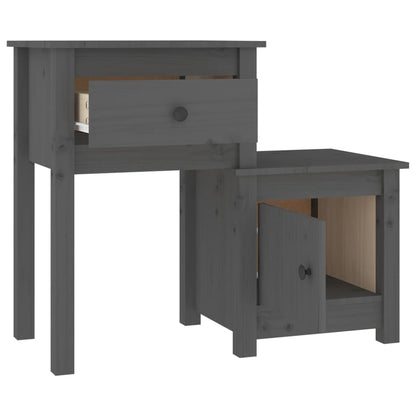 Nachtkastje 79,5X38X65,5 Cm Massief Grenenhout Grijs
