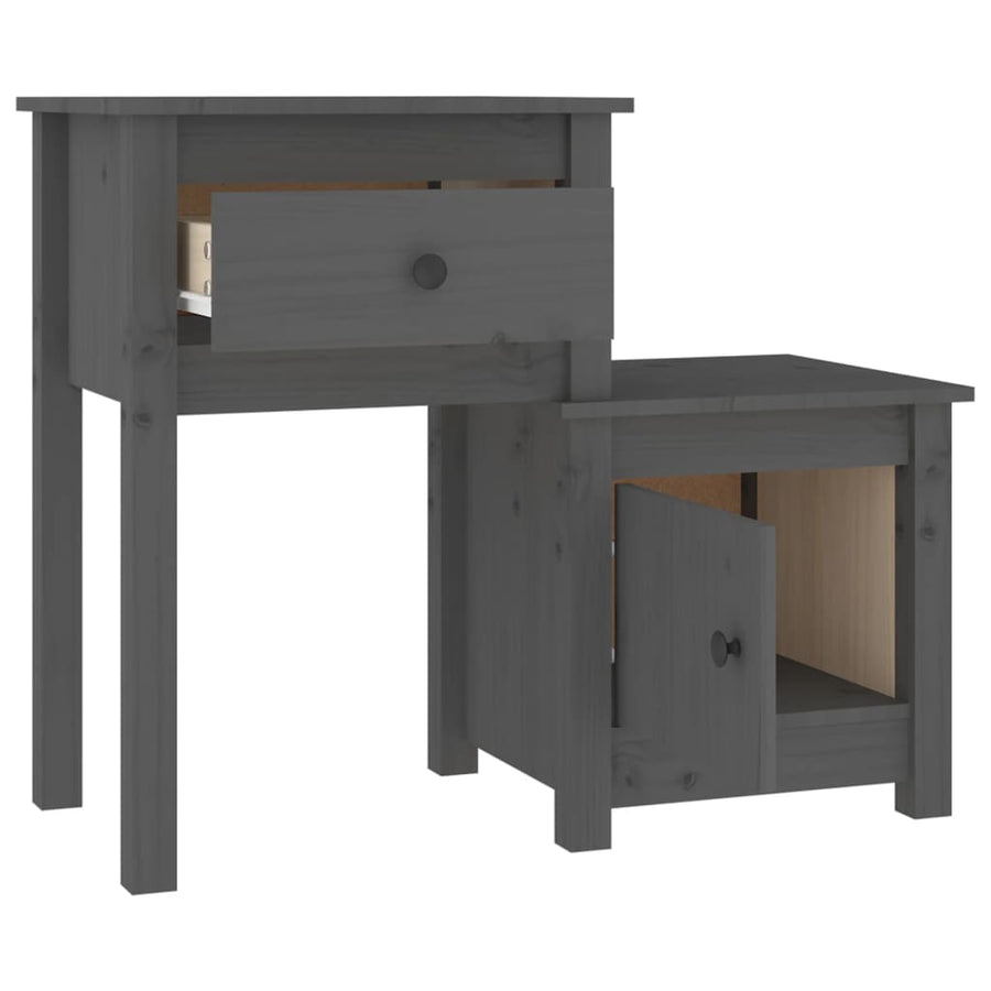 Nachtkastje 79,5X38X65,5 Cm Massief Grenenhout Grijs
