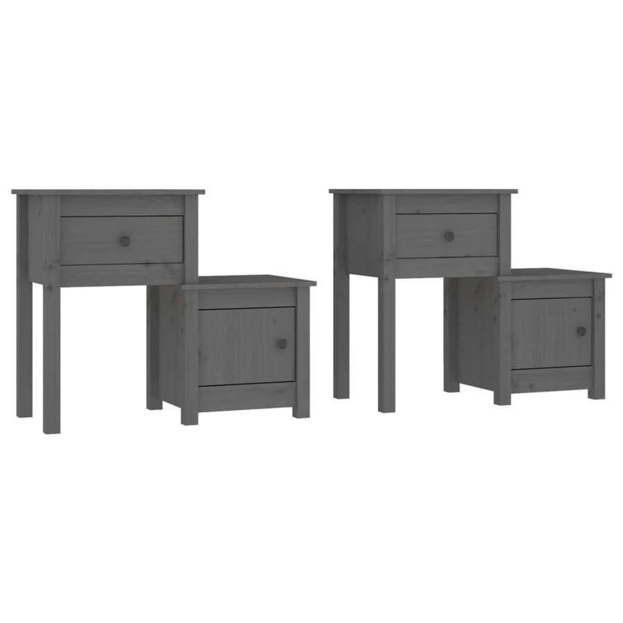 Nachtkastjes 2 St 79,5X38X65,5 Cm Massief Grenenhout Grijs