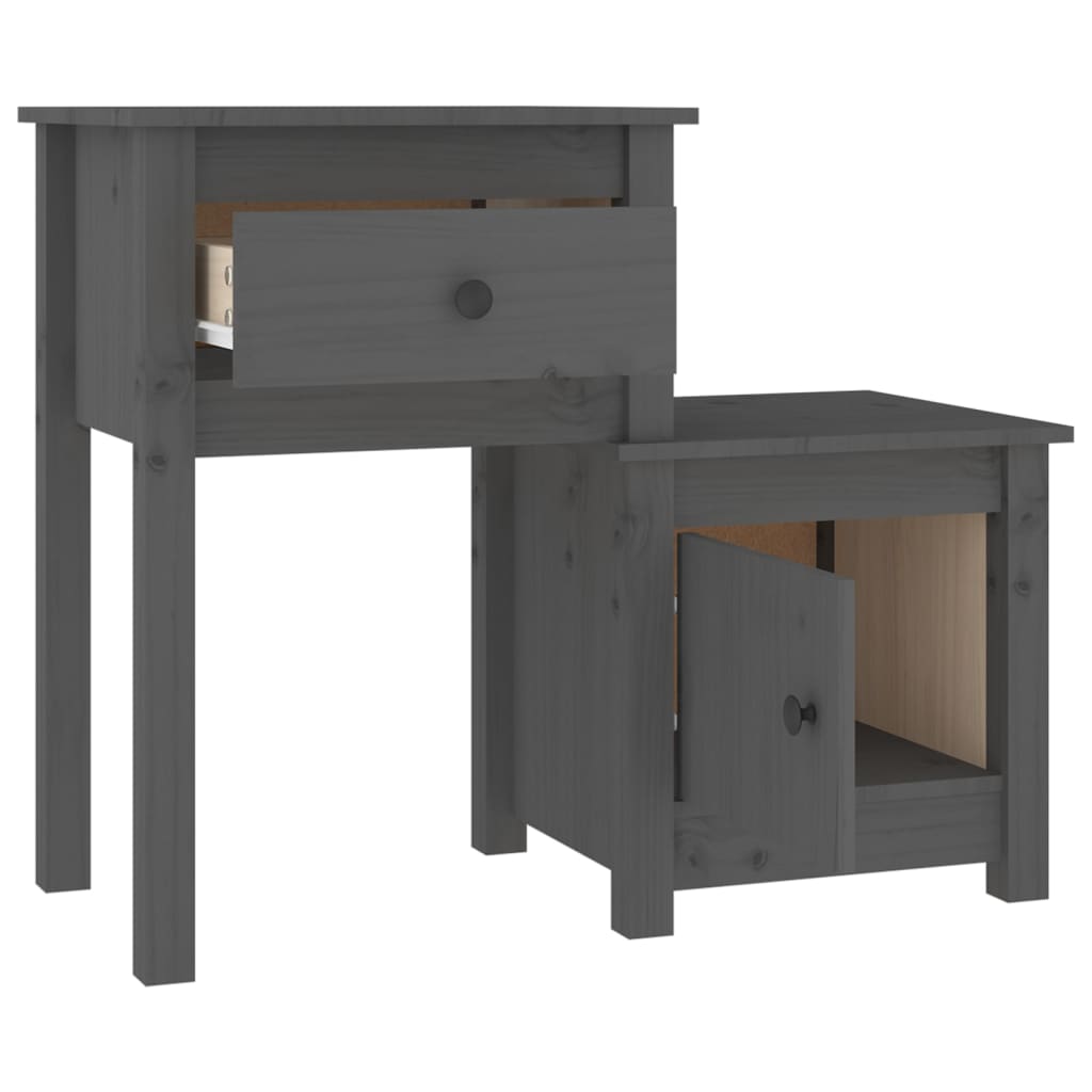 Nachtkastjes 2 St 79,5X38X65,5 Cm Massief Grenenhout Grijs