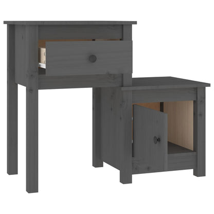 Nachtkastjes 2 St 79,5X38X65,5 Cm Massief Grenenhout Grijs