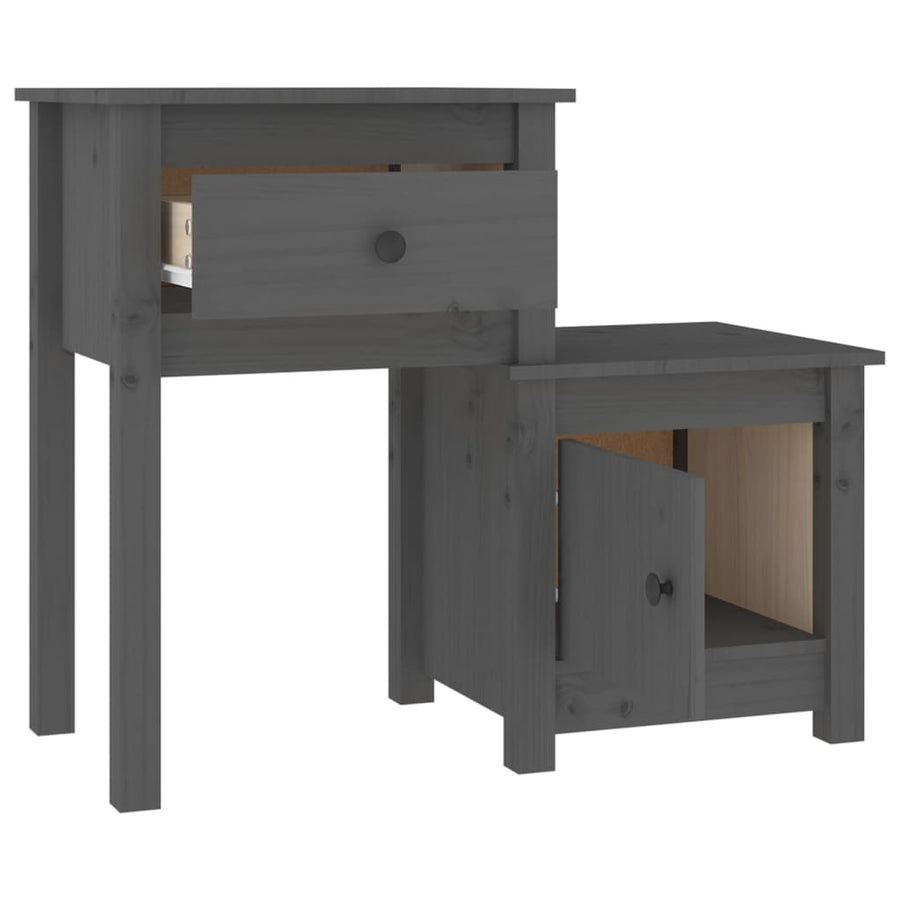 Nachtkastjes 2 St 79,5X38X65,5 Cm Massief Grenenhout Grijs