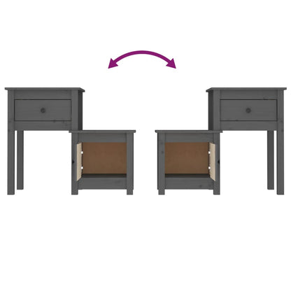 Nachtkastjes 2 St 79,5X38X65,5 Cm Massief Grenenhout Grijs