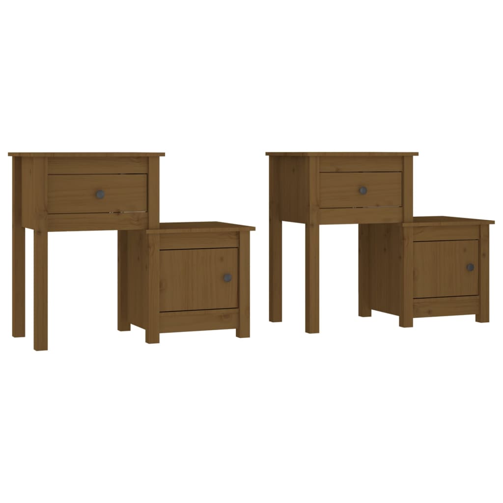 Nachtkastjes 2 St 79,5X38X65,5 Cm Grenenhout Honingbruin