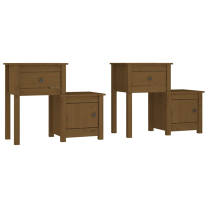 Nachtkastjes 2 St 79,5X38X65,5 Cm Grenenhout Honingbruin