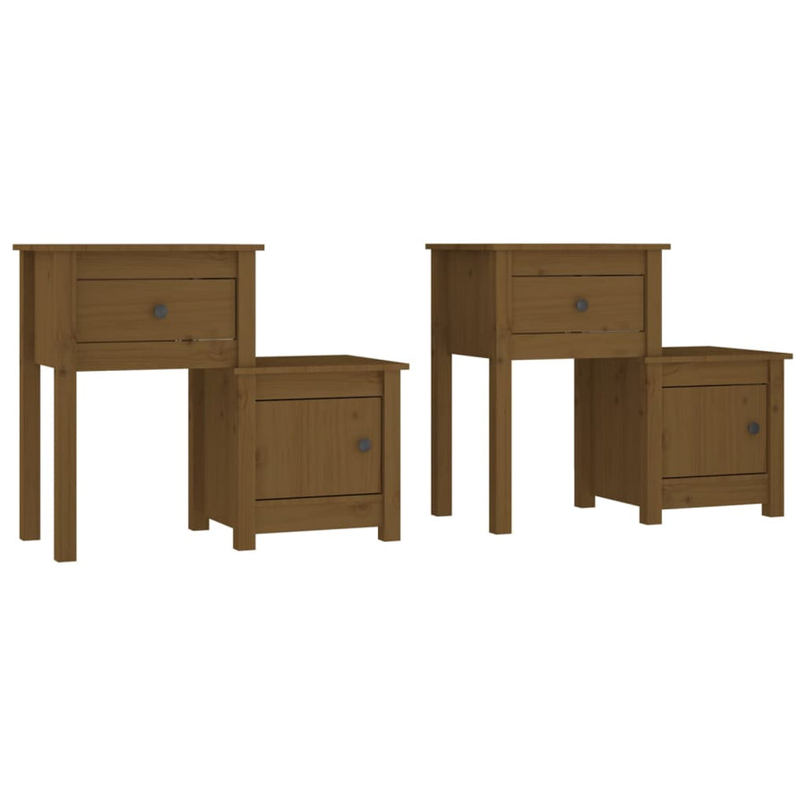 Nachtkastjes 2 St 79,5X38X65,5 Cm Grenenhout Honingbruin