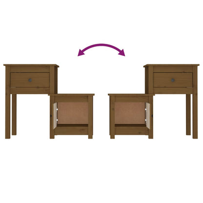 Nachtkastjes 2 St 79,5X38X65,5 Cm Grenenhout Honingbruin