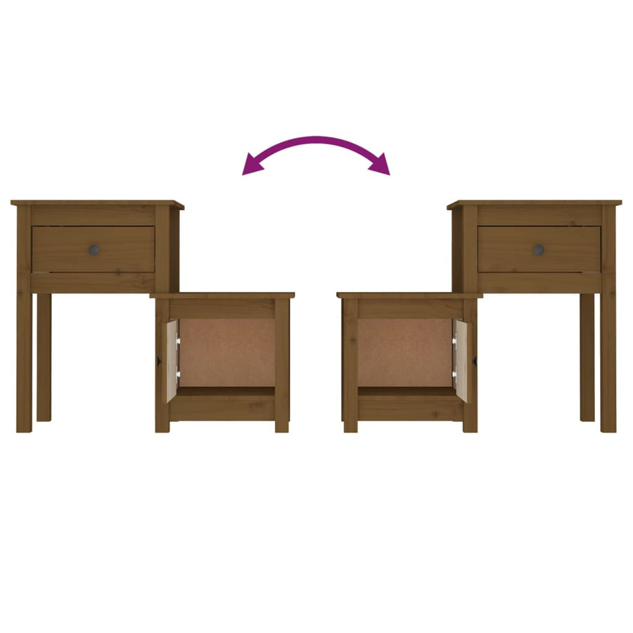 Nachtkastjes 2 St 79,5X38X65,5 Cm Grenenhout Honingbruin