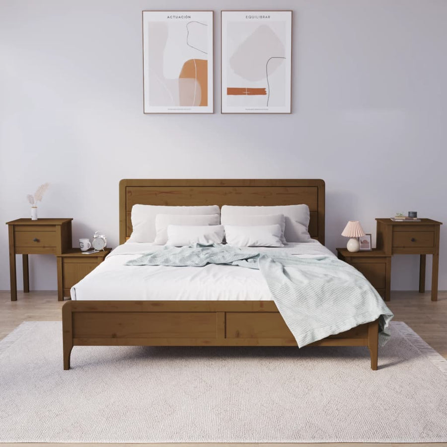 Nachtkastjes 2 St 79,5X38X65,5 Cm Grenenhout Honingbruin