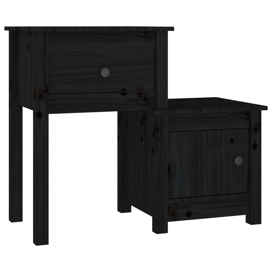 Nachtkastjes 2 St 79,5X38X65,5 Cm Massief Grenenhout Zwart