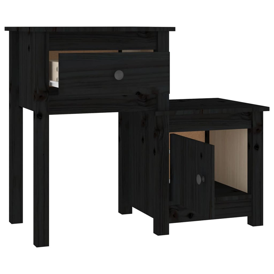 Nachtkastjes 2 St 79,5X38X65,5 Cm Massief Grenenhout Zwart