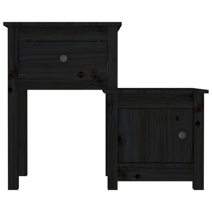 Nachtkastjes 2 St 79,5X38X65,5 Cm Massief Grenenhout Zwart