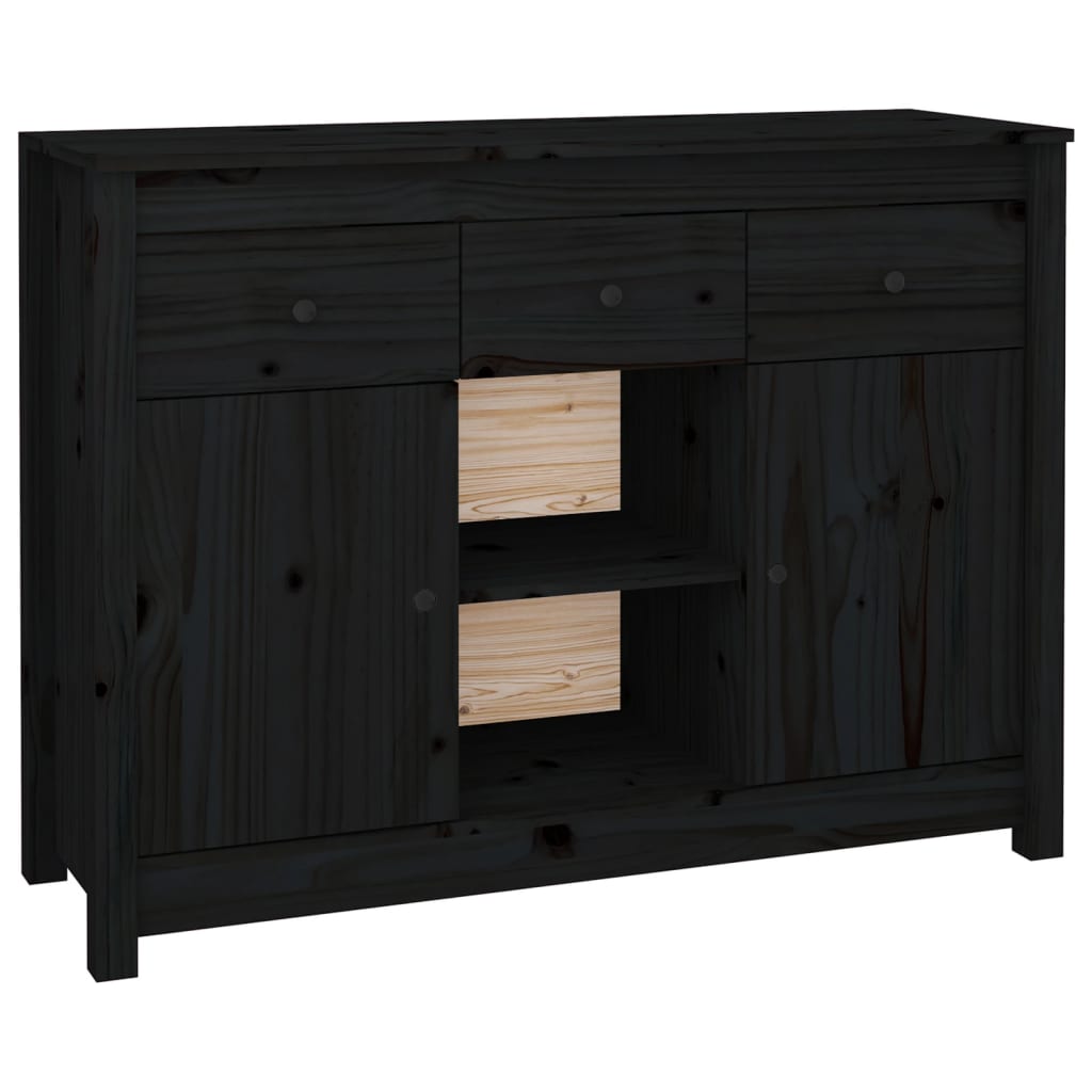 Dressoir 100X35X74,5 Cm Massief Grenenhout Zwart
