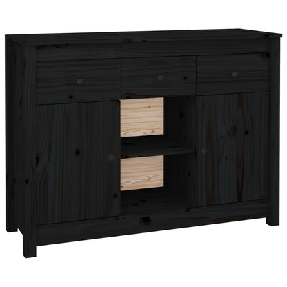 Dressoir 100X35X74,5 Cm Massief Grenenhout Zwart