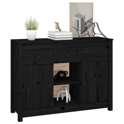 Dressoir 100X35X74,5 Cm Massief Grenenhout Zwart