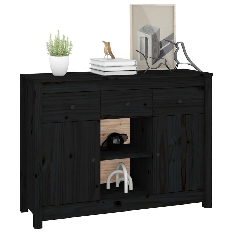Dressoir 100X35X74,5 Cm Massief Grenenhout Zwart