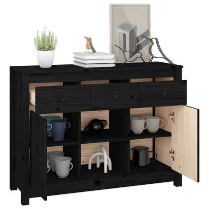Dressoir 100X35X74,5 Cm Massief Grenenhout Zwart