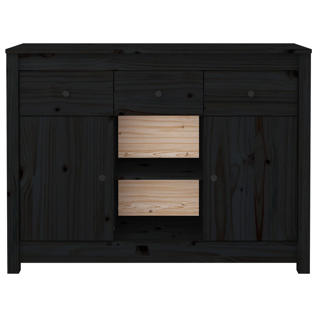 Dressoir 100X35X74,5 Cm Massief Grenenhout Zwart