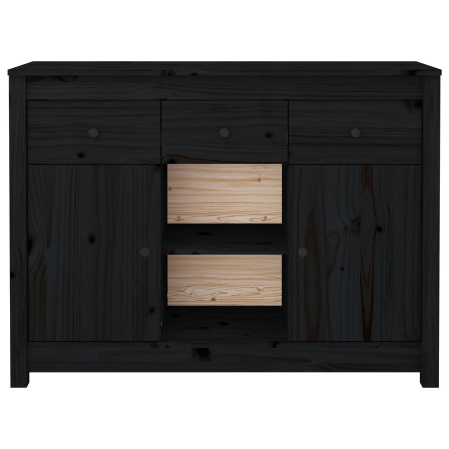 Dressoir 100X35X74,5 Cm Massief Grenenhout Zwart