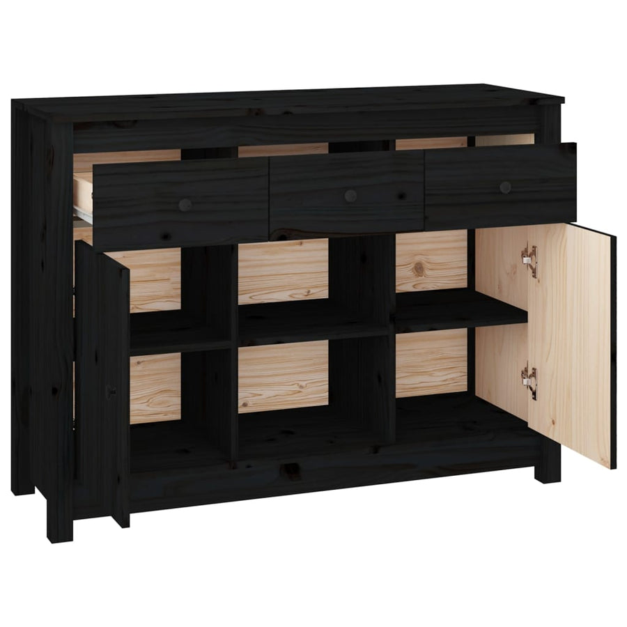 Dressoir 100X35X74,5 Cm Massief Grenenhout Zwart