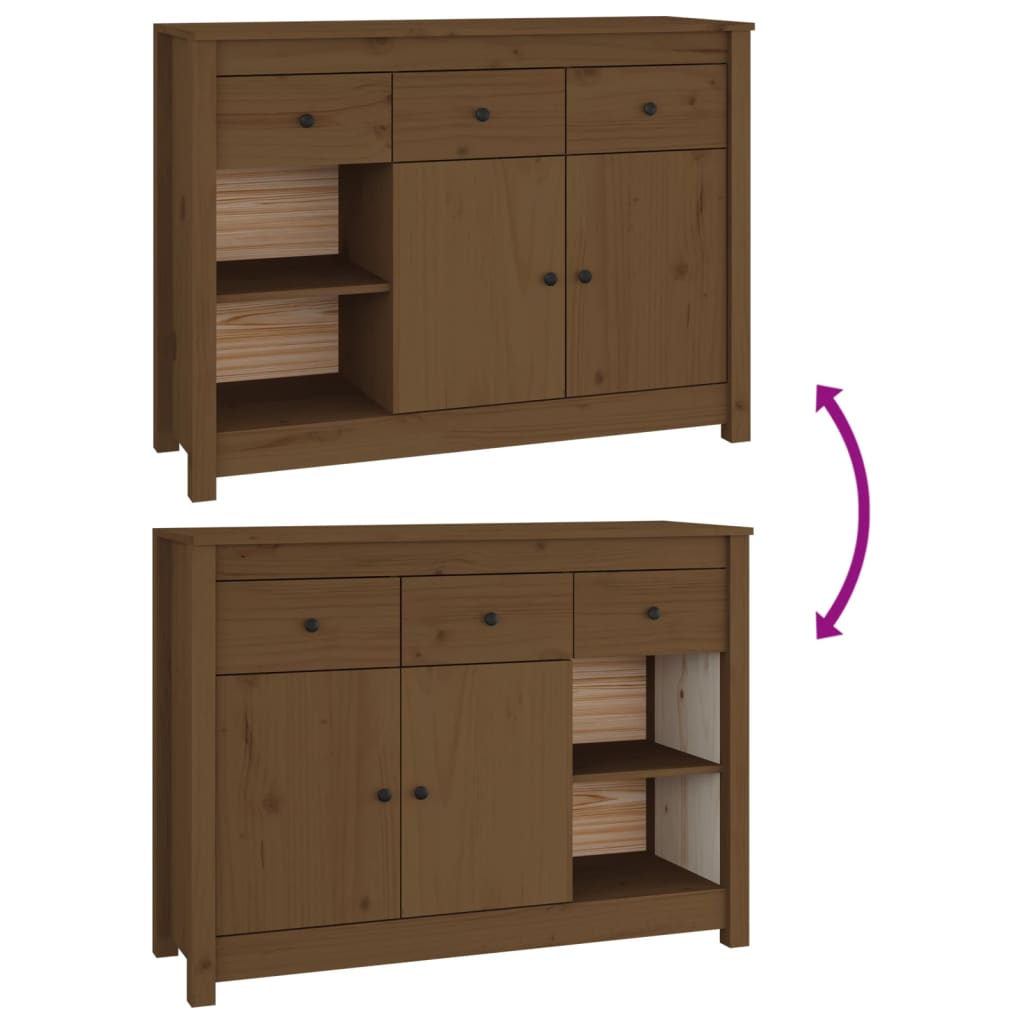 Dressoir 100X35X74 Cm Massief Grenenhout Honingbruin