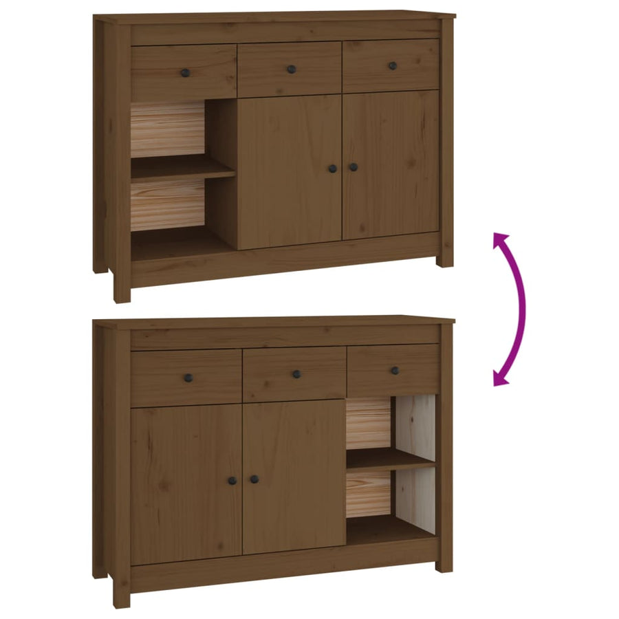Dressoir 100X35X74 Cm Massief Grenenhout Honingbruin