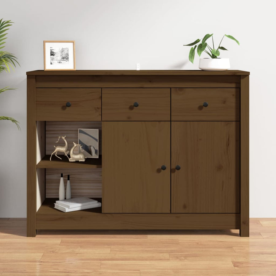 Dressoir 100X35X74 Cm Massief Grenenhout Honingbruin