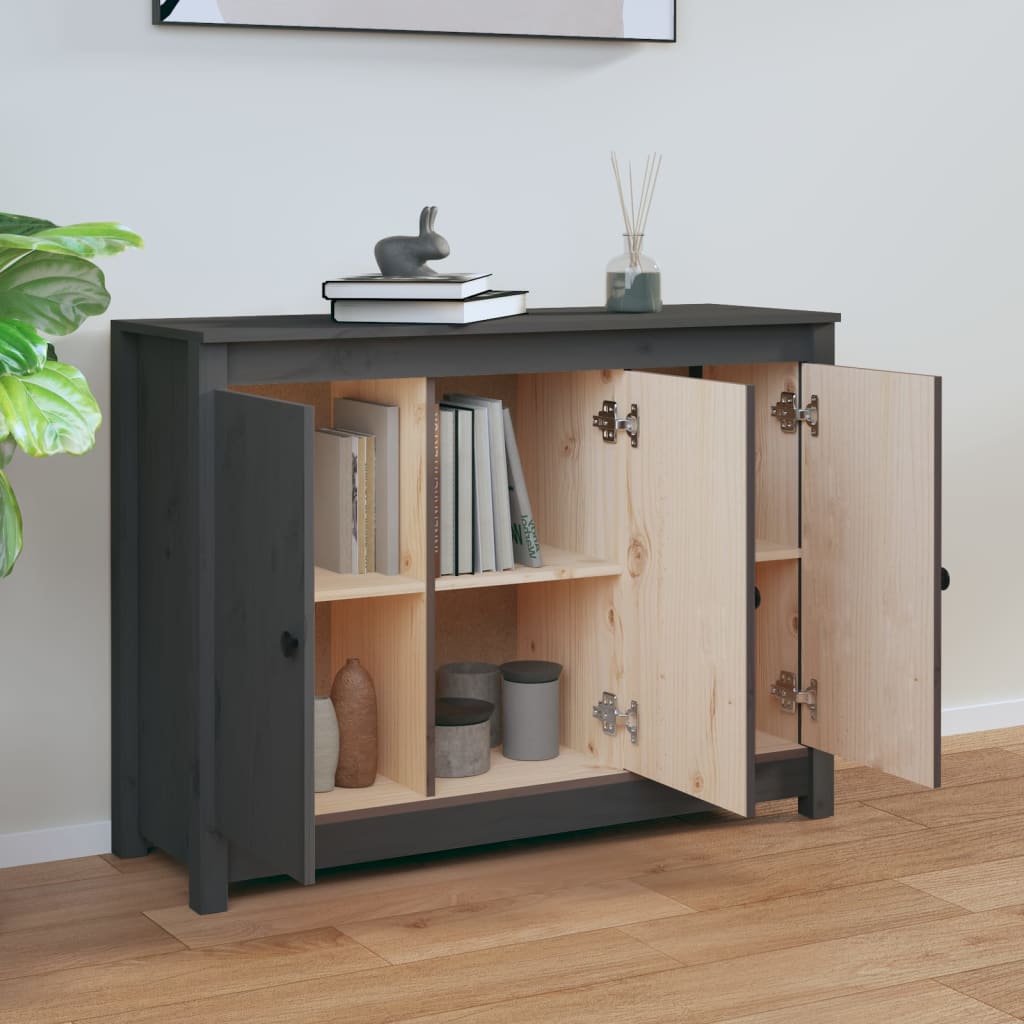Dressoir 100X35X74 Cm Massief Grenenhout Grijs
